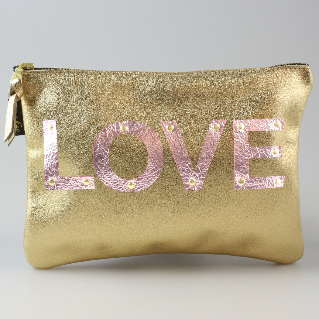 The Metallic Applique Carter: LOVE: Pewter w/Rose letters