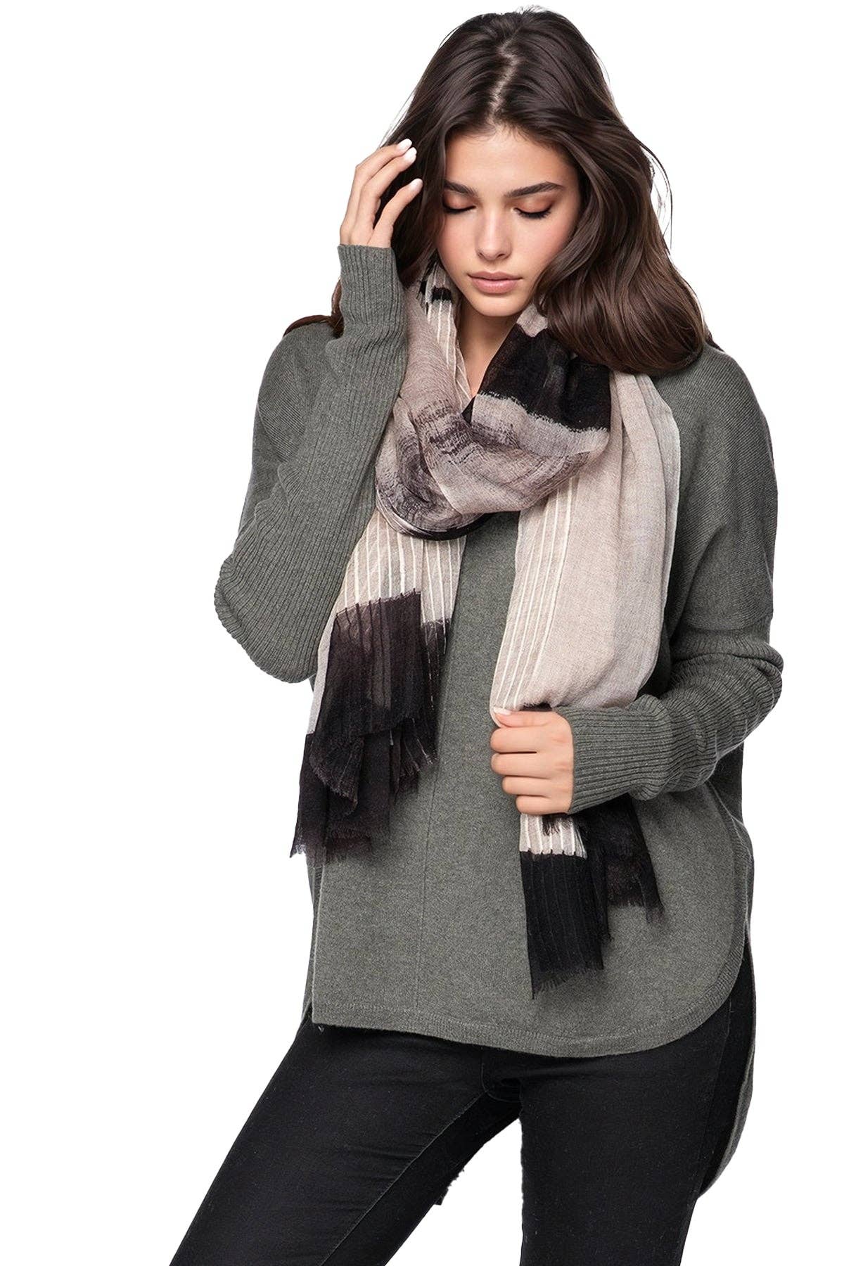 Kirkwood Extra Fine Wool Luxury Wrap Scarf: Tan / One Size