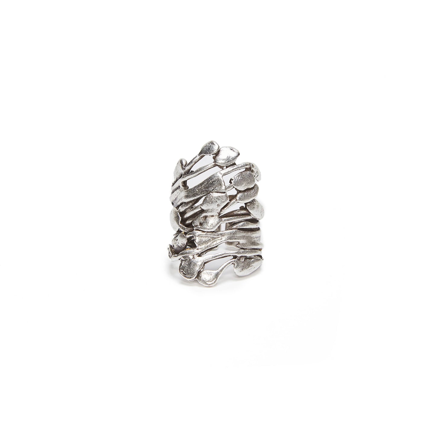 Handmade Brass Ring In Silver Plated - 6860