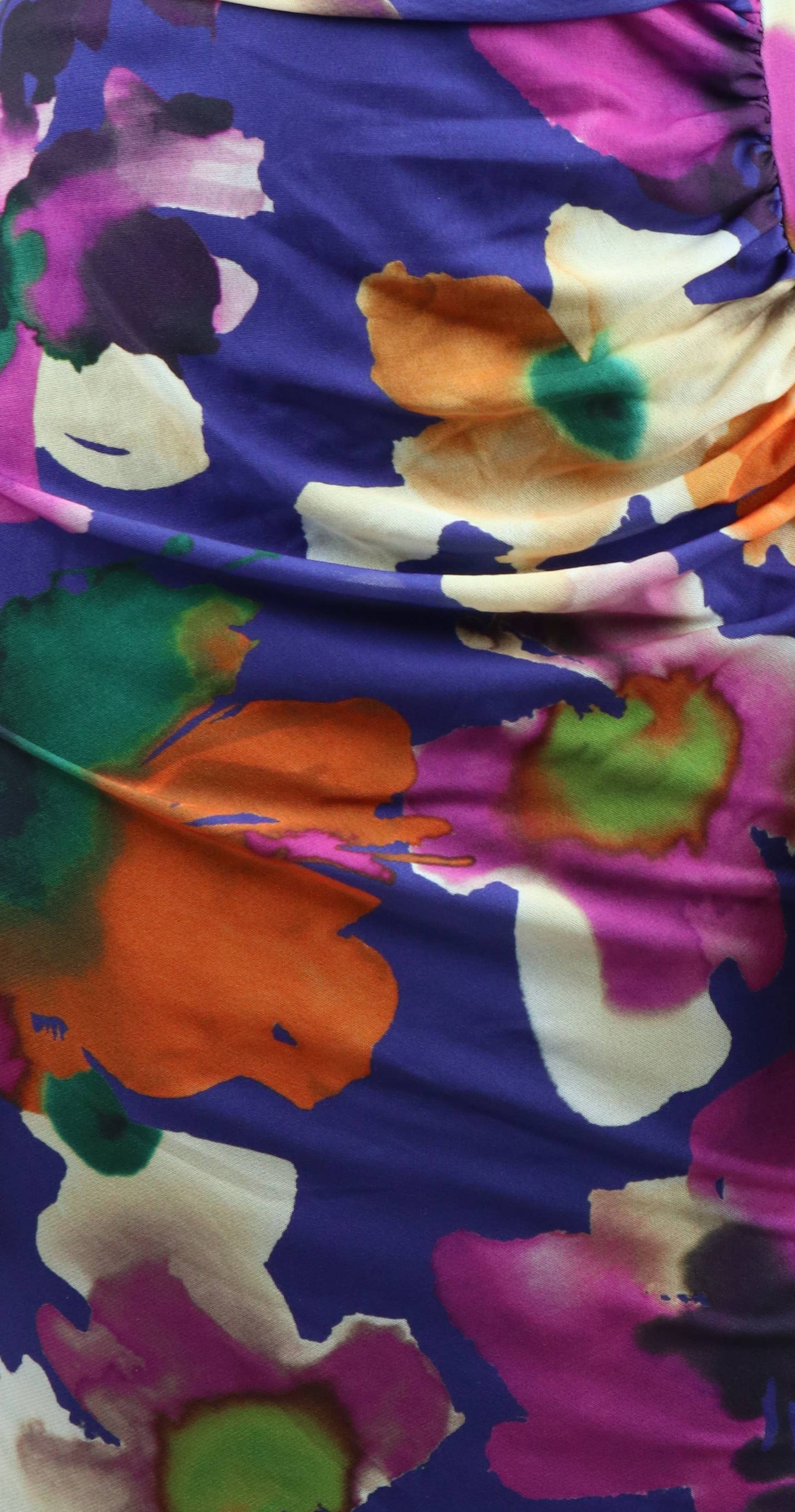 PETUNIA Strapless Ruched Side Knee Length Sheet Print Dress