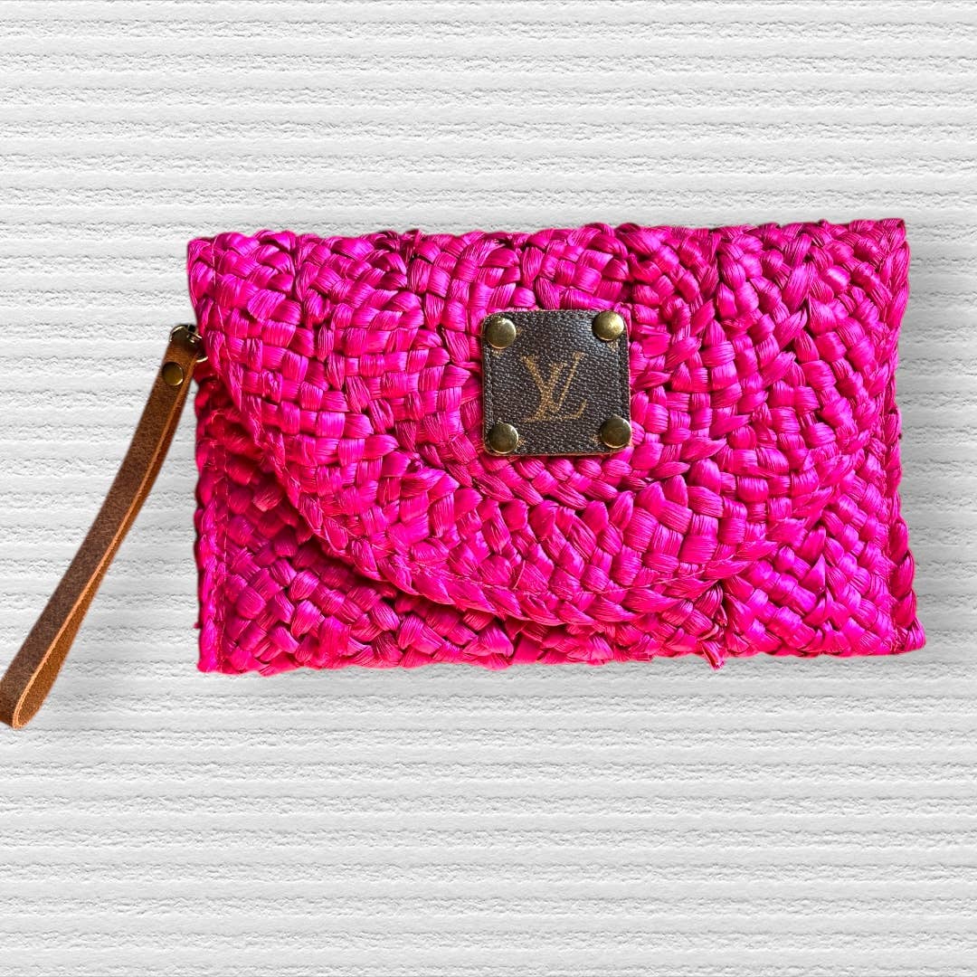 Hot Pink Woven Straw Crossbody
