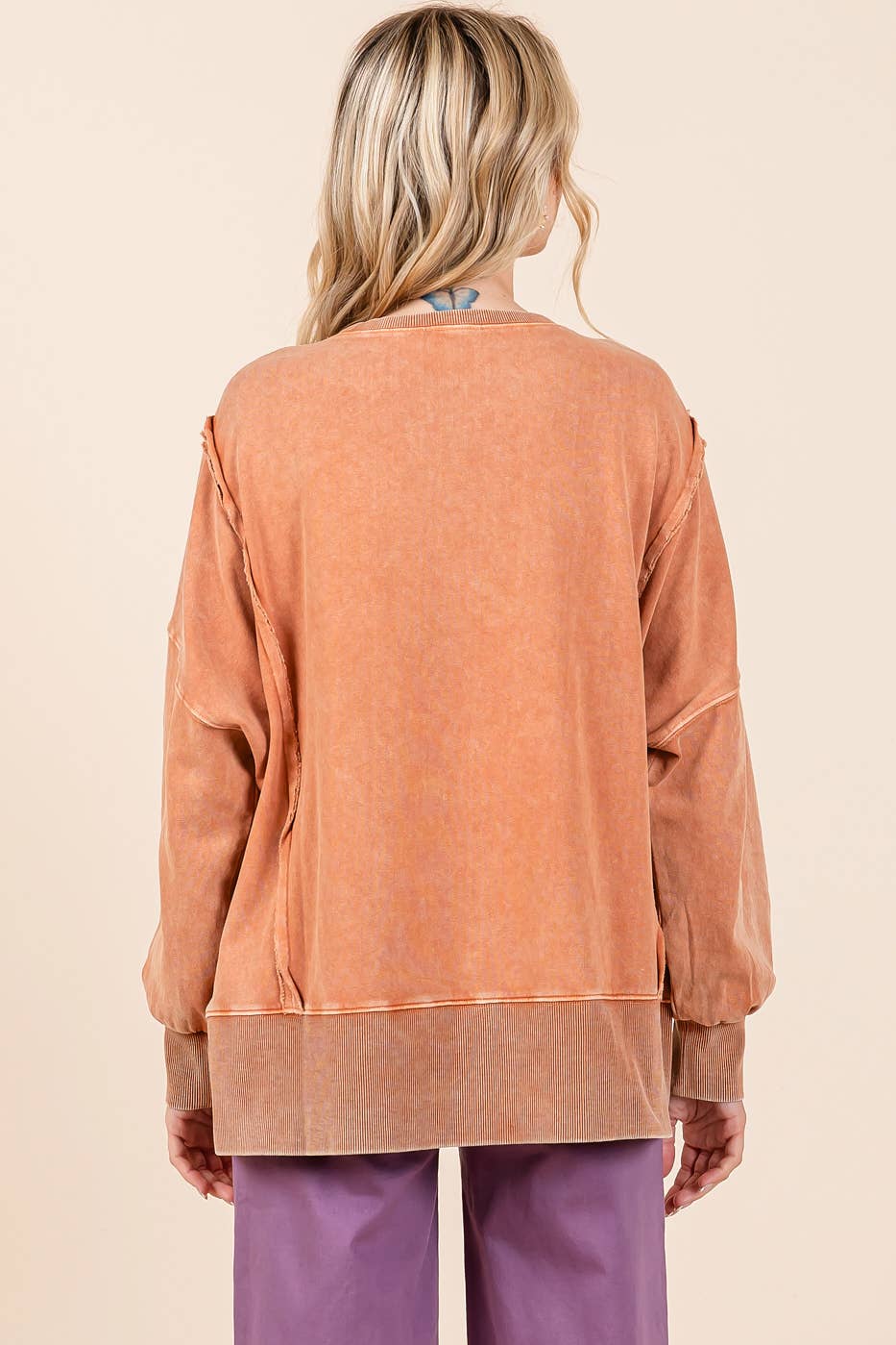 PEACE SIGN PATCH MINERAL WASH SWEATSHIRT: BONE / S/M-M/L(3-3)