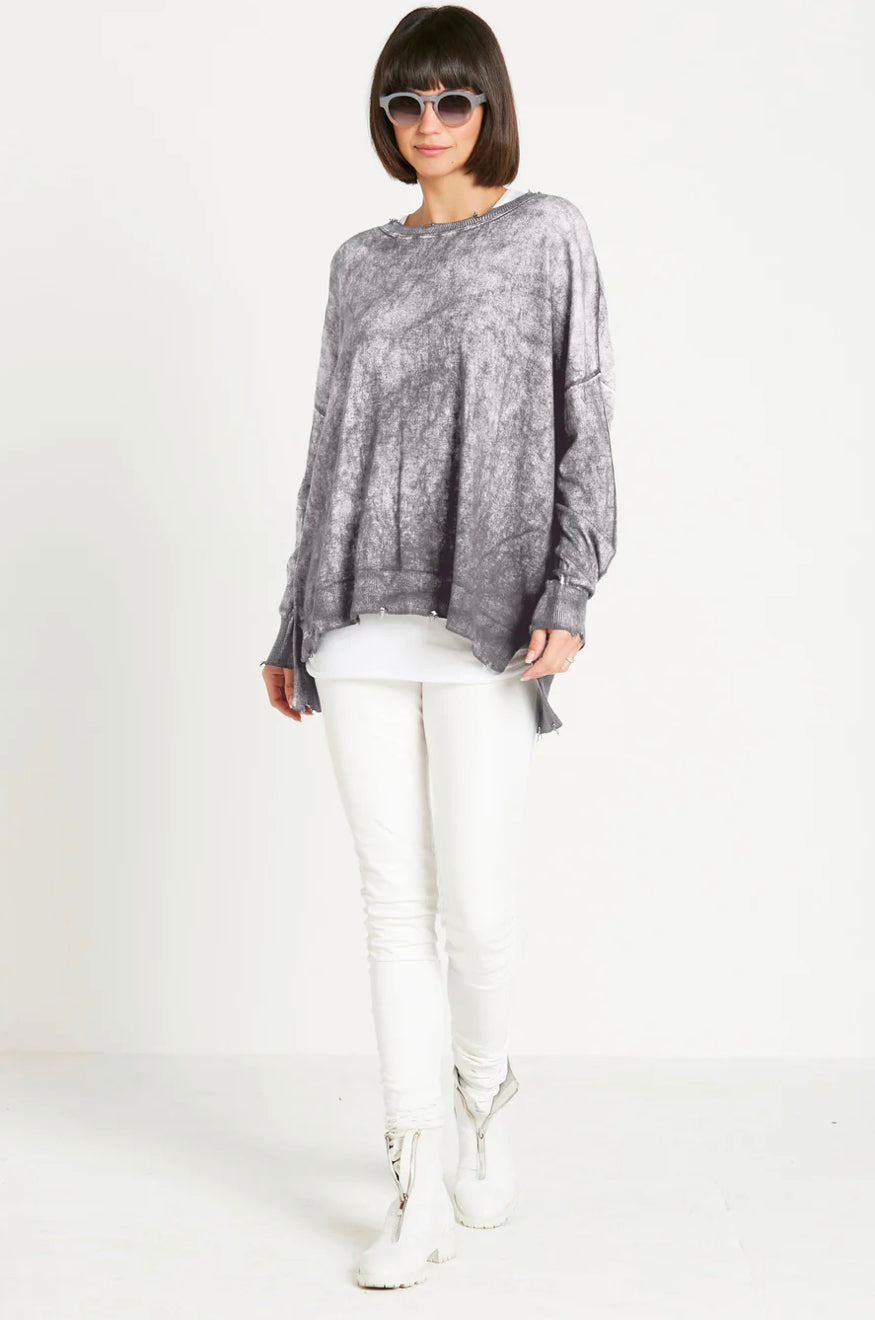 Long Distressed Crewneck Sweater 116KL - PLANET