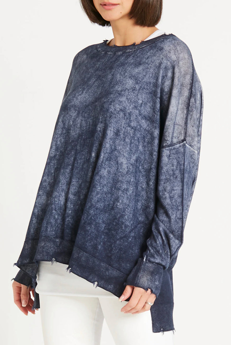 Long Distressed Crewneck Sweater 116KL - PLANET
