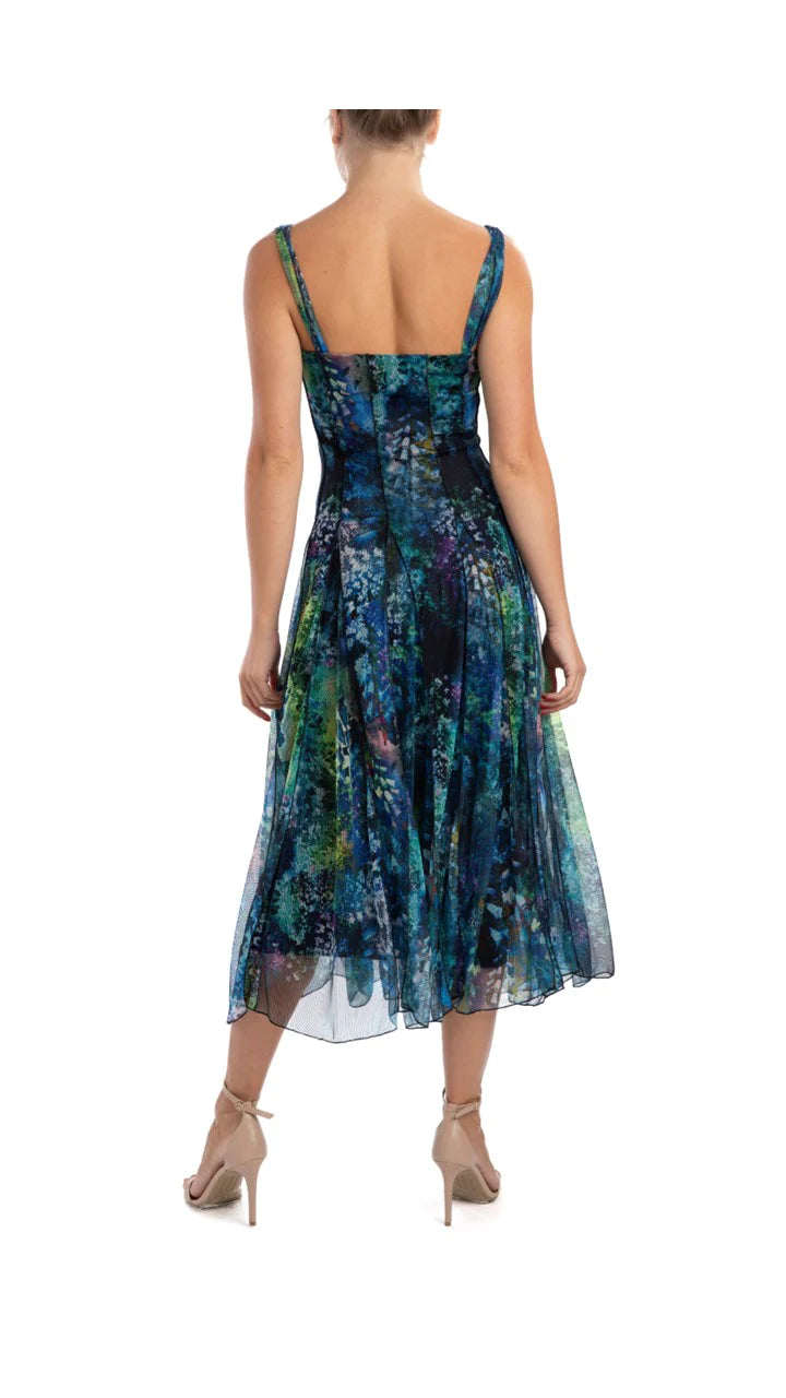 QUELLA Sleeveless Tea Length Fit N Flare Paneled Dress - Elana Kattan