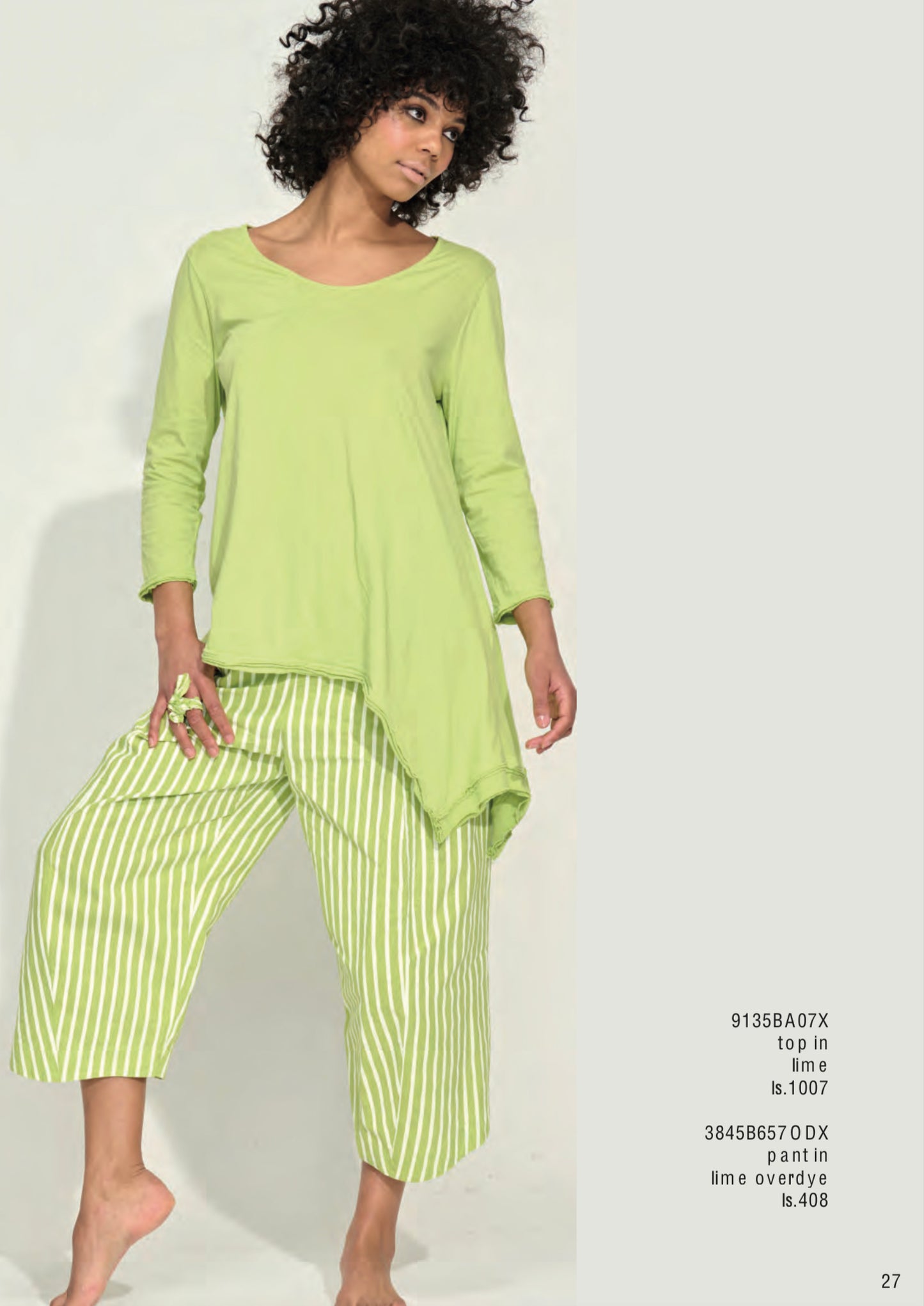 Pant in Lime Overdye 3845B657OX - Banana Blue