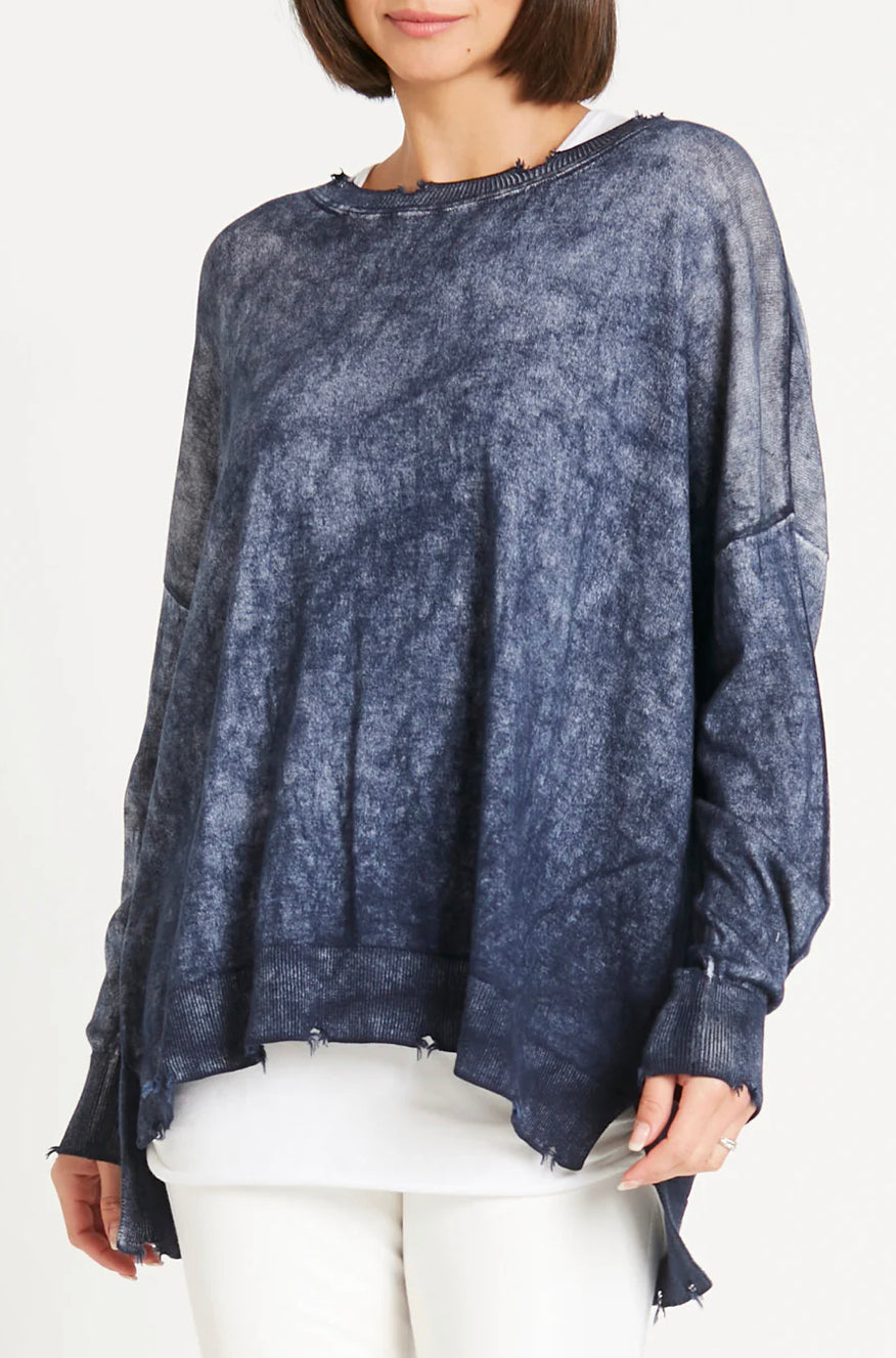 Long Distressed Crewneck Sweater 116KL - PLANET