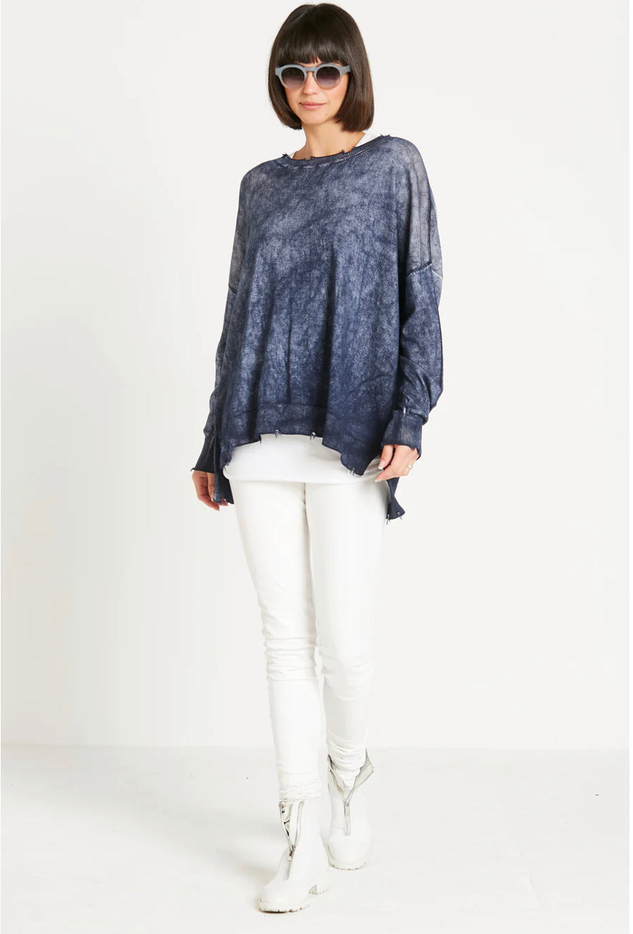 Long Distressed Crewneck Sweater 116KL - PLANET
