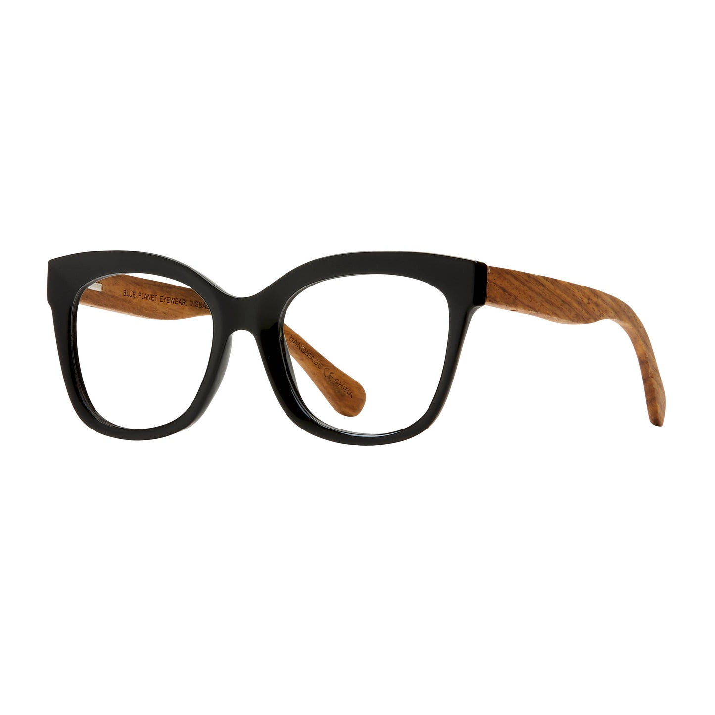 Nora- Onyx / Walnut Wood + Blue Light Lens: 2.50
