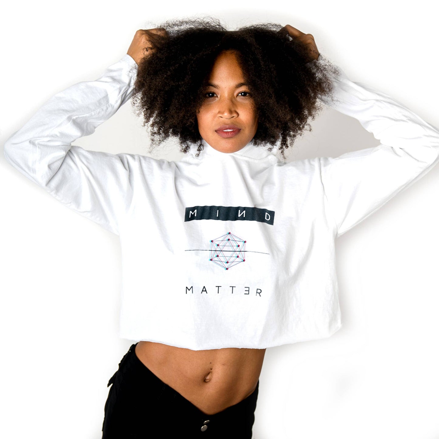 Mind Over Matter Crop Hoodie - One Size