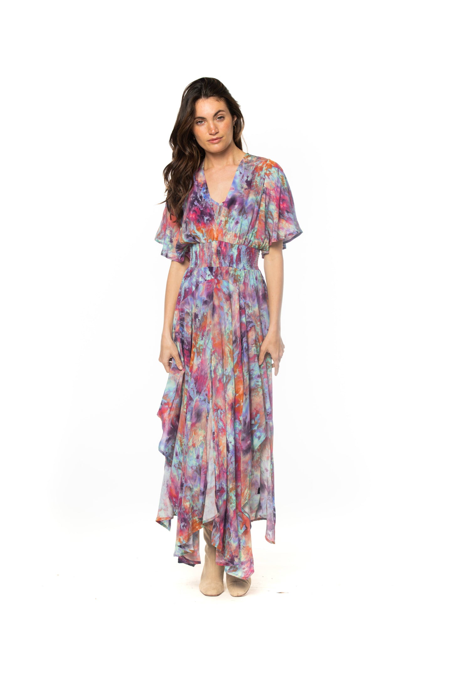 Tie Dye Daphne Smocked Long Dress - Tolani