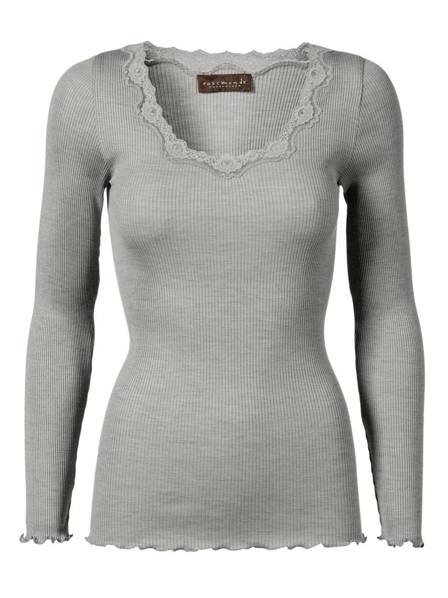 Silk T-shirt LS w/Lace - Rosemunde