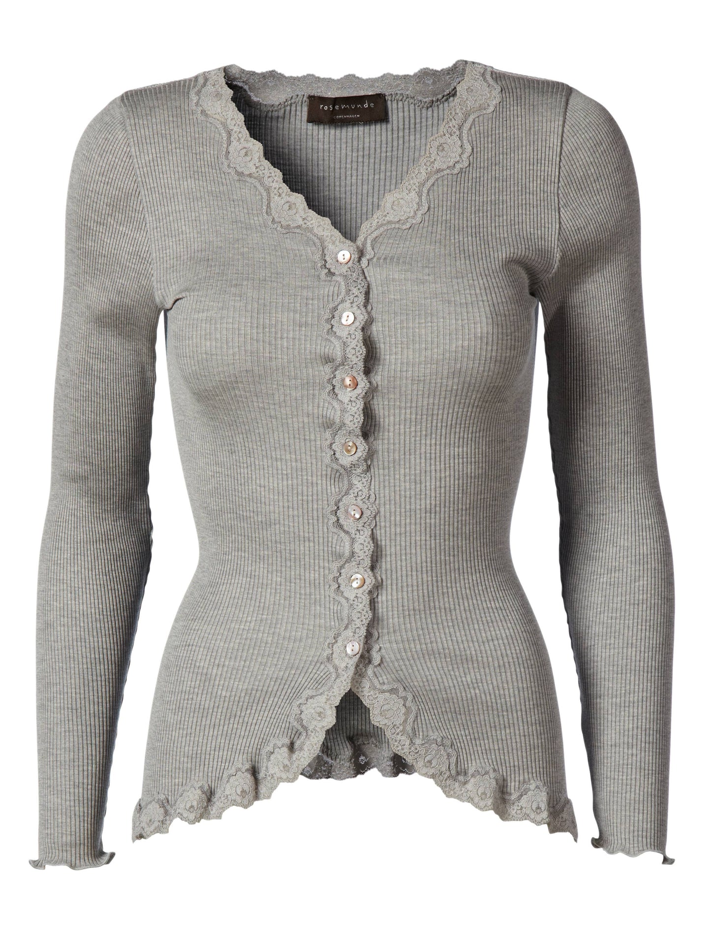 Silk Cardigan LS w/lace - Rosemunde