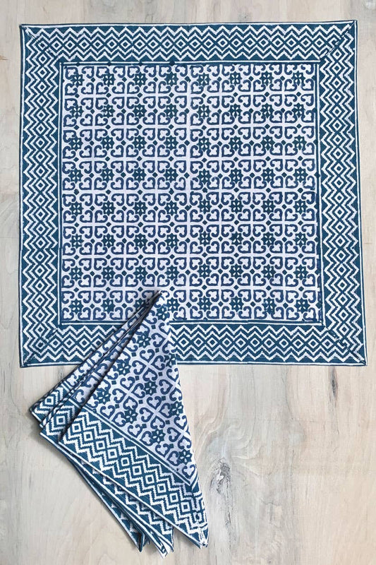 Blue Geometric Napkin Set - Sevya Handmade