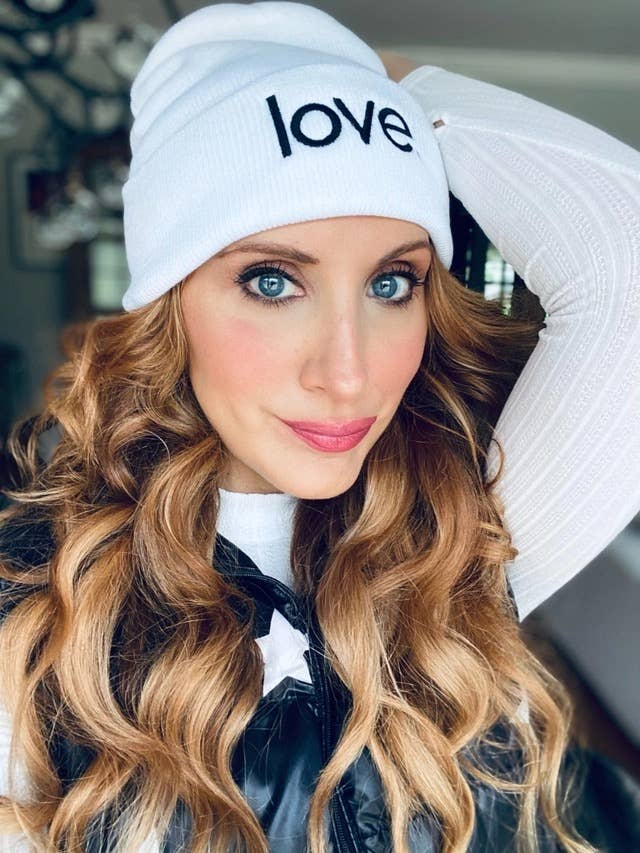 Love. Embroidered Cuffed Knit Beanie (Winter White)