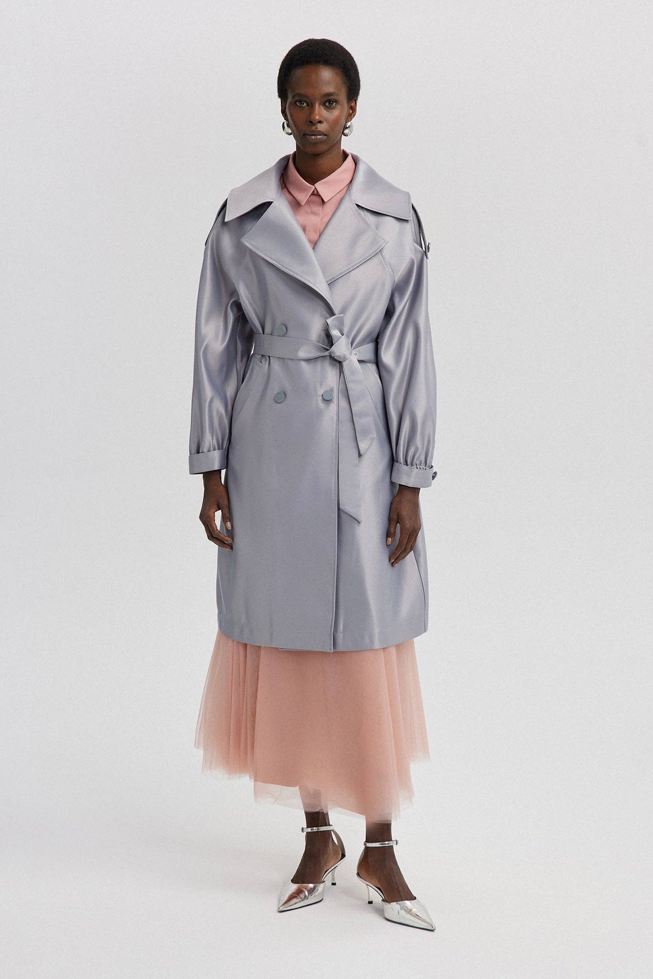 Satin Trench Coat: Standart 24S1X0012 - Touché Prive