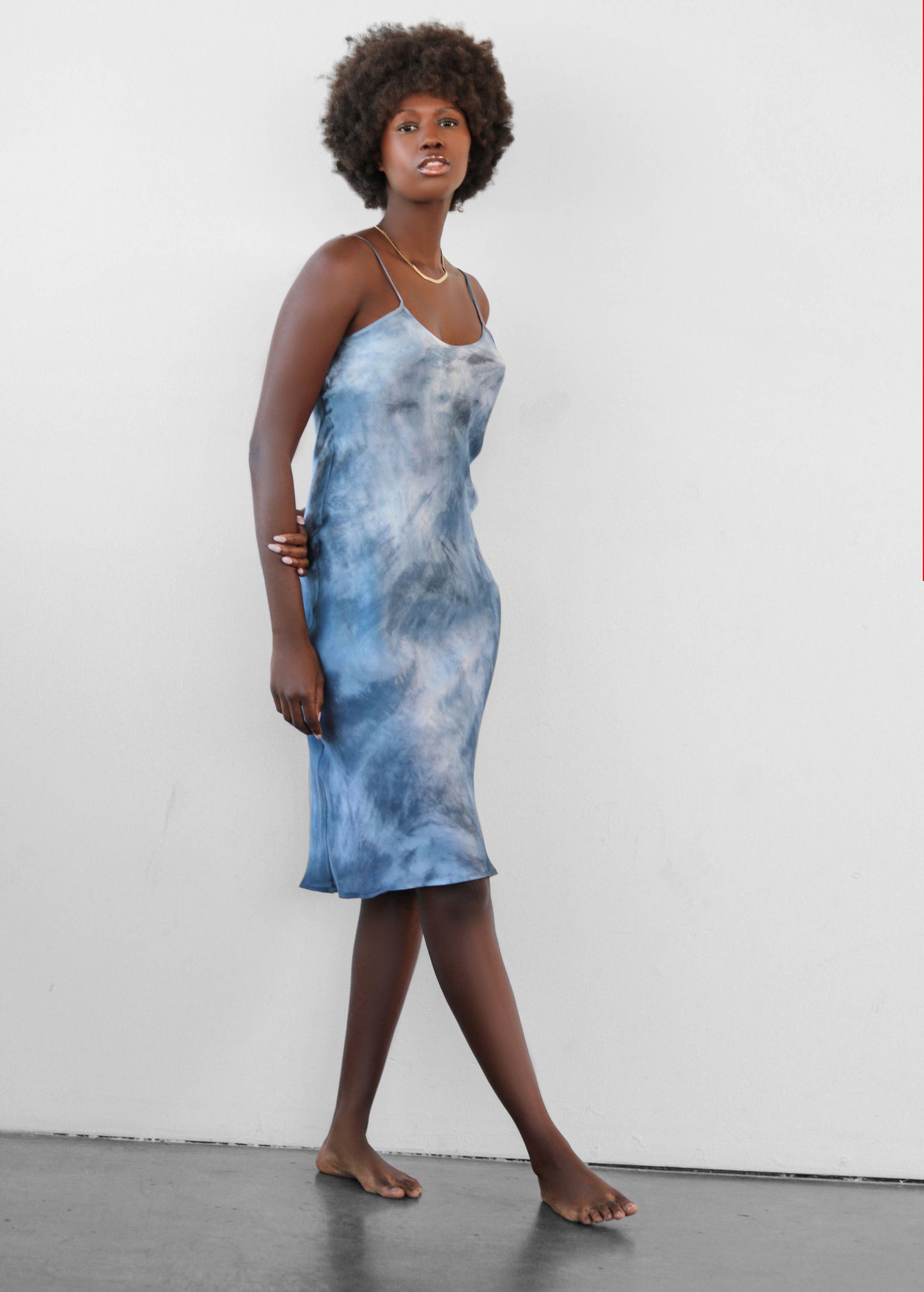 Hand Dyed Silk Satin Slipdress in Topaz - Haley Solar