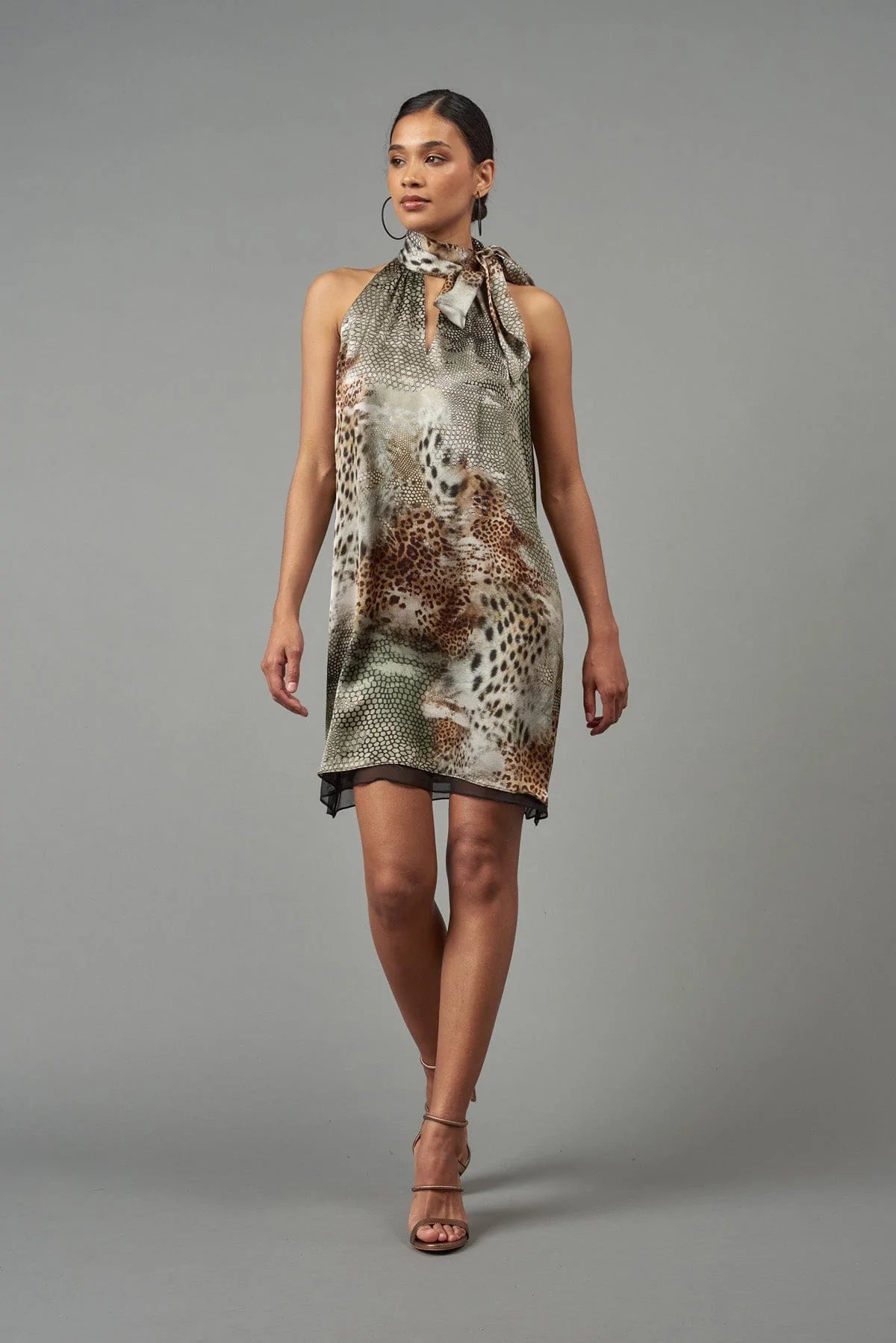 Leopard Keyhole Tie-Neck Dress - Lola & Sophie