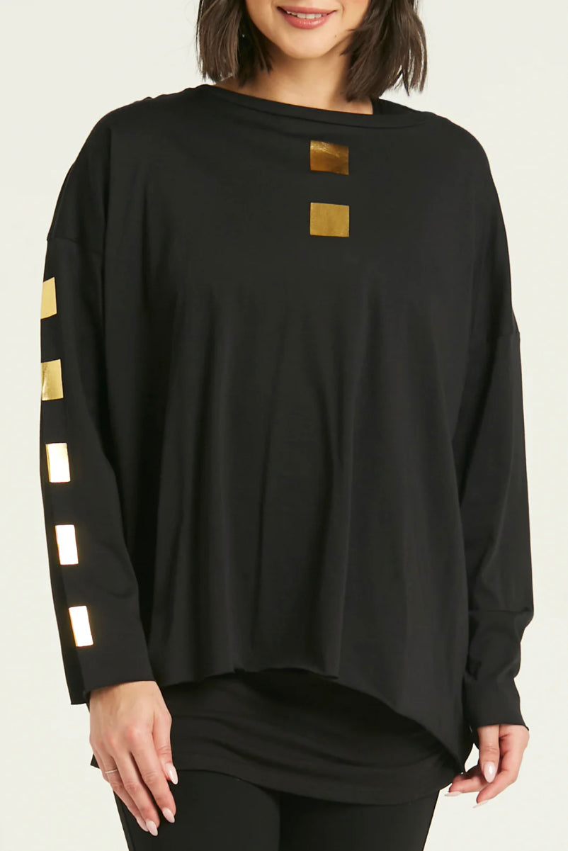 PIMA COTTON METALLIC CUBE LUXURY BOXY T - PLANET