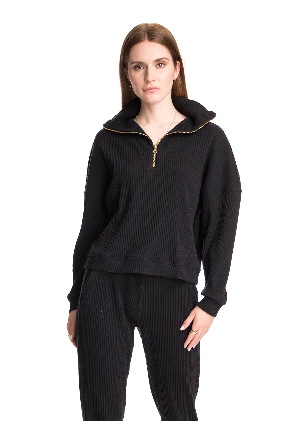 Katerina Mock Neck Half-Zip Sweatshirt - CHRLDR