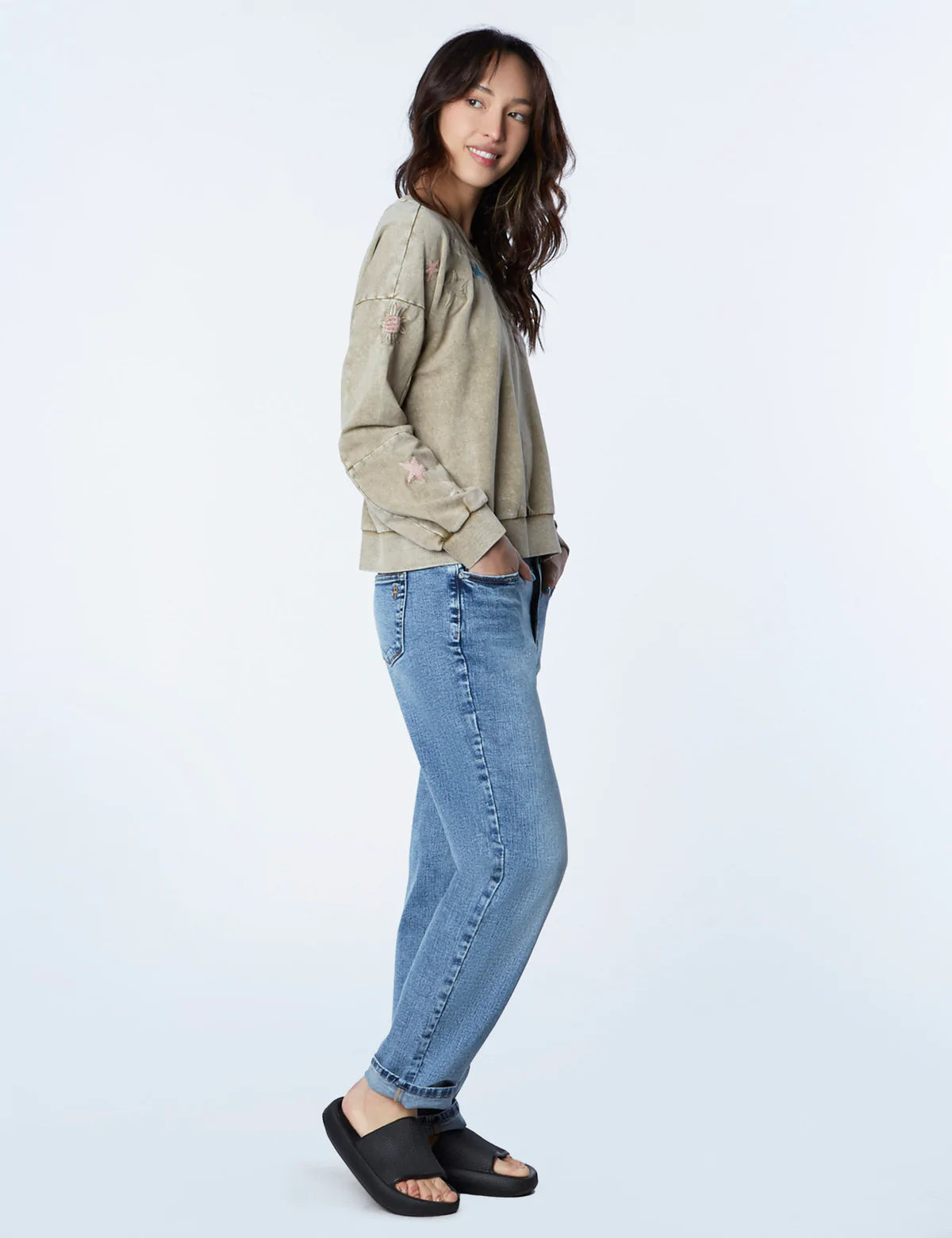 Happy Embroidered Sweatshirt BT5069K - Billy T Shop