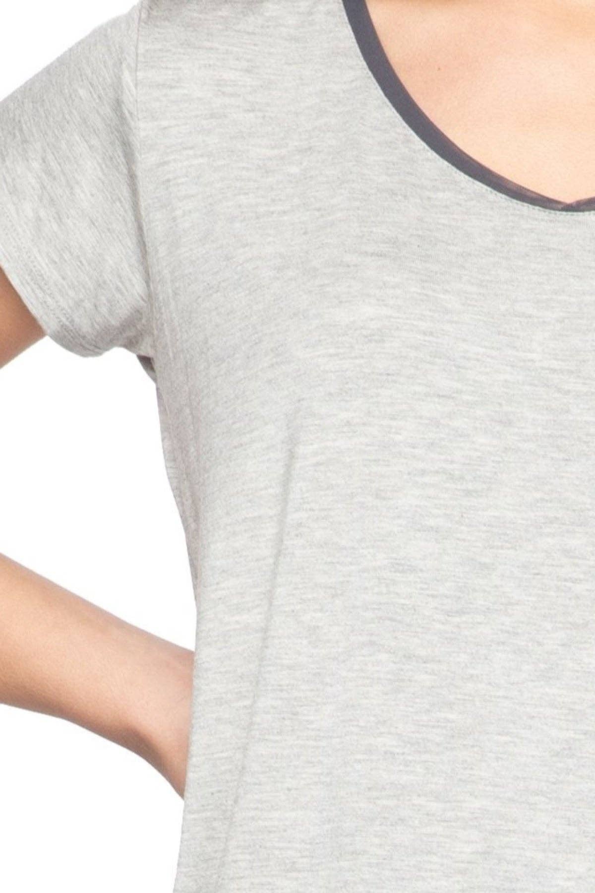 Mesh Trim Rayon Jersey Layering Tee