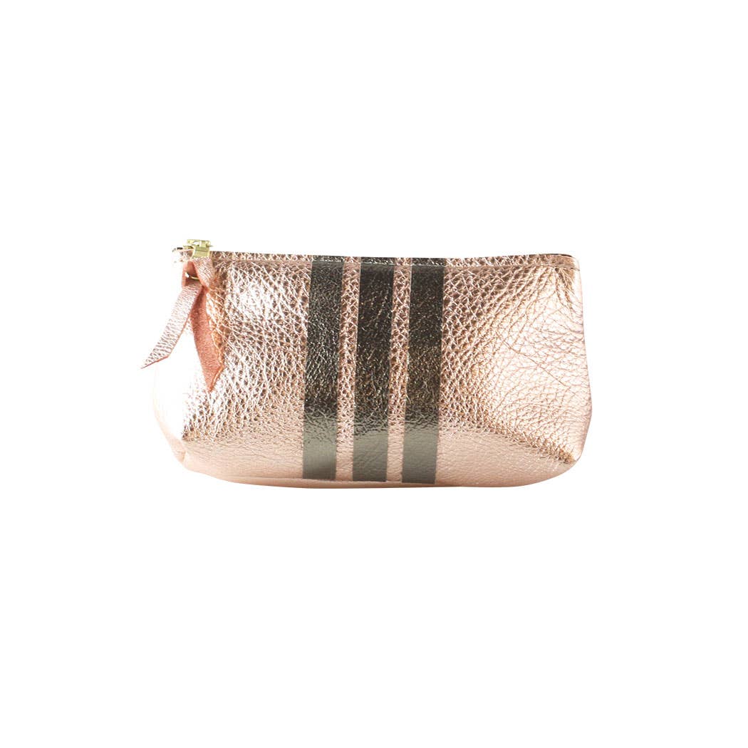 The Metallic Stripe Smaller Makeup Clutch: Bardot: Mango w/layered stripe: Platinum-Bronze