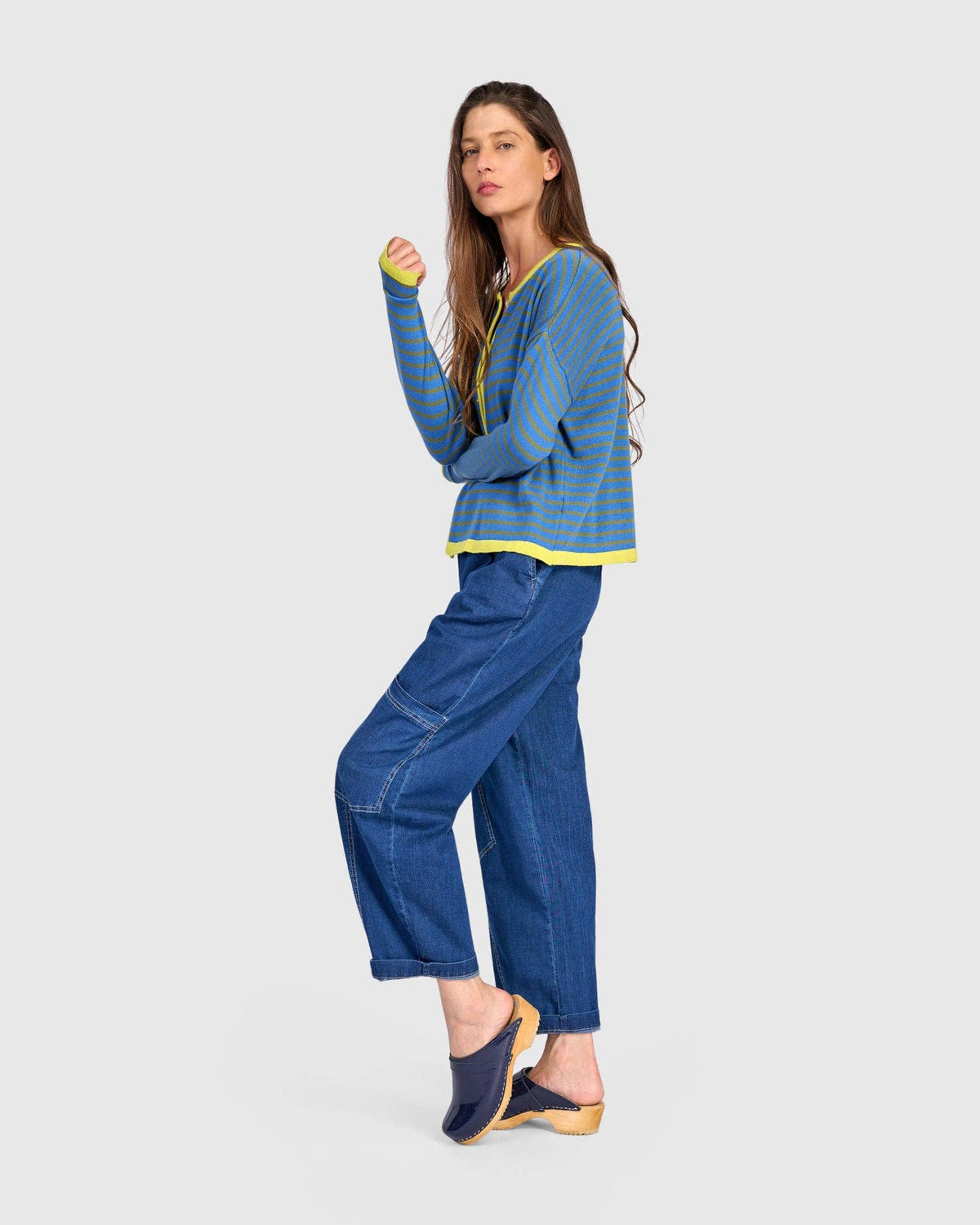 Thimble Trimmed Cardigan, Indigo: Indigo / ONE SIZE