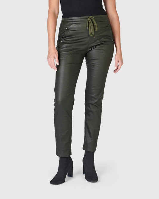 Coated Iconic Stretch Jeans, Forest: Forest / 1 (US 6-8)
