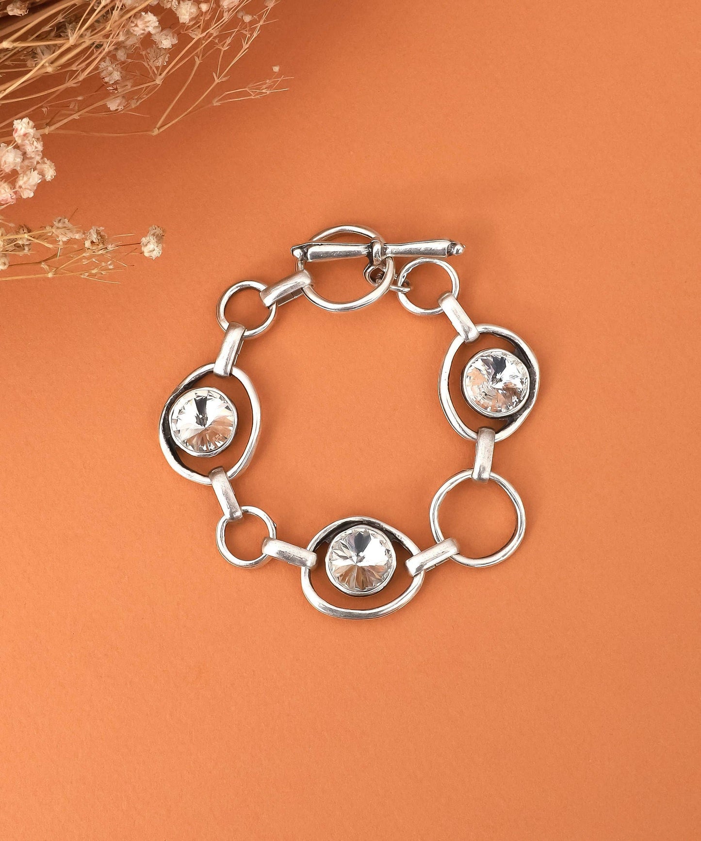 Antique Silver Bracelet….8693400876799: Silver / Antique Silver Plated Zinc / Crystal Glass Stone