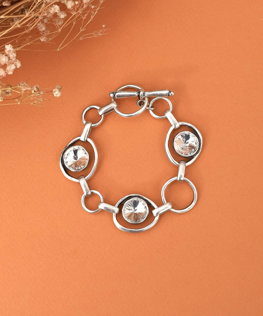 Antique Silver Bracelet….8693400876799: Silver / Antique Silver Plated Zinc / Crystal Glass Stone