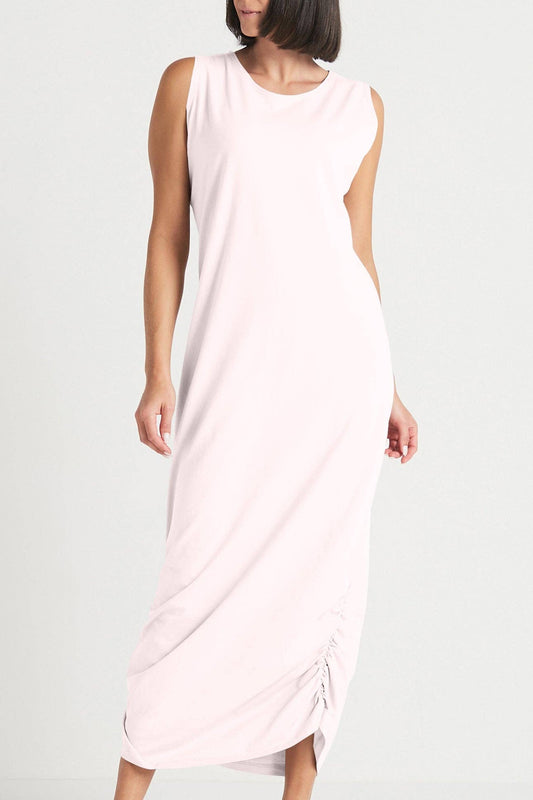 Cotton Lycra Ruched Tank Dress - Blush: 3