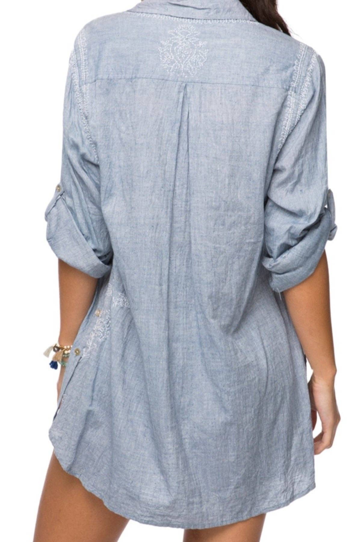 Boyfriend Cotton Shirt in Chambray - Subtle Luxury