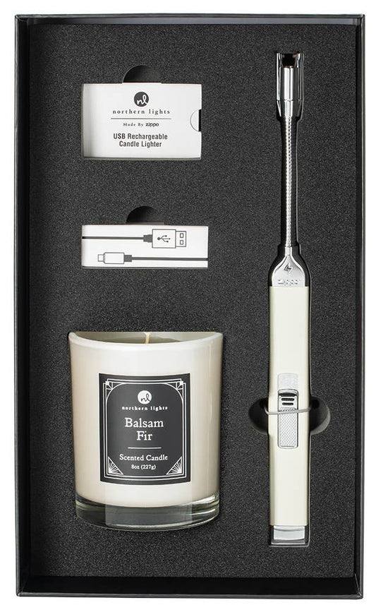 Champagne Rechargeable Candle Lighter and Candle Gift Set