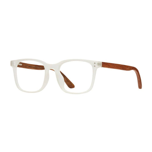 Nash -Matte Clear/ Walnut Wood + Blue Light Filtering Lens: 3.00