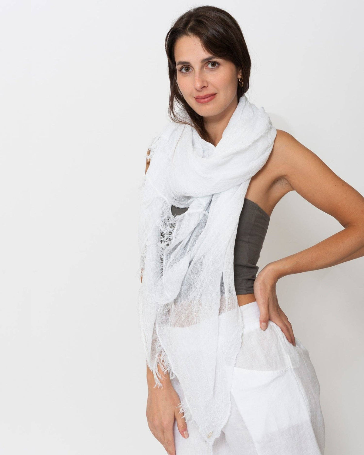 Blueberry Low Tide Scarf, White: White / ONE SIZE