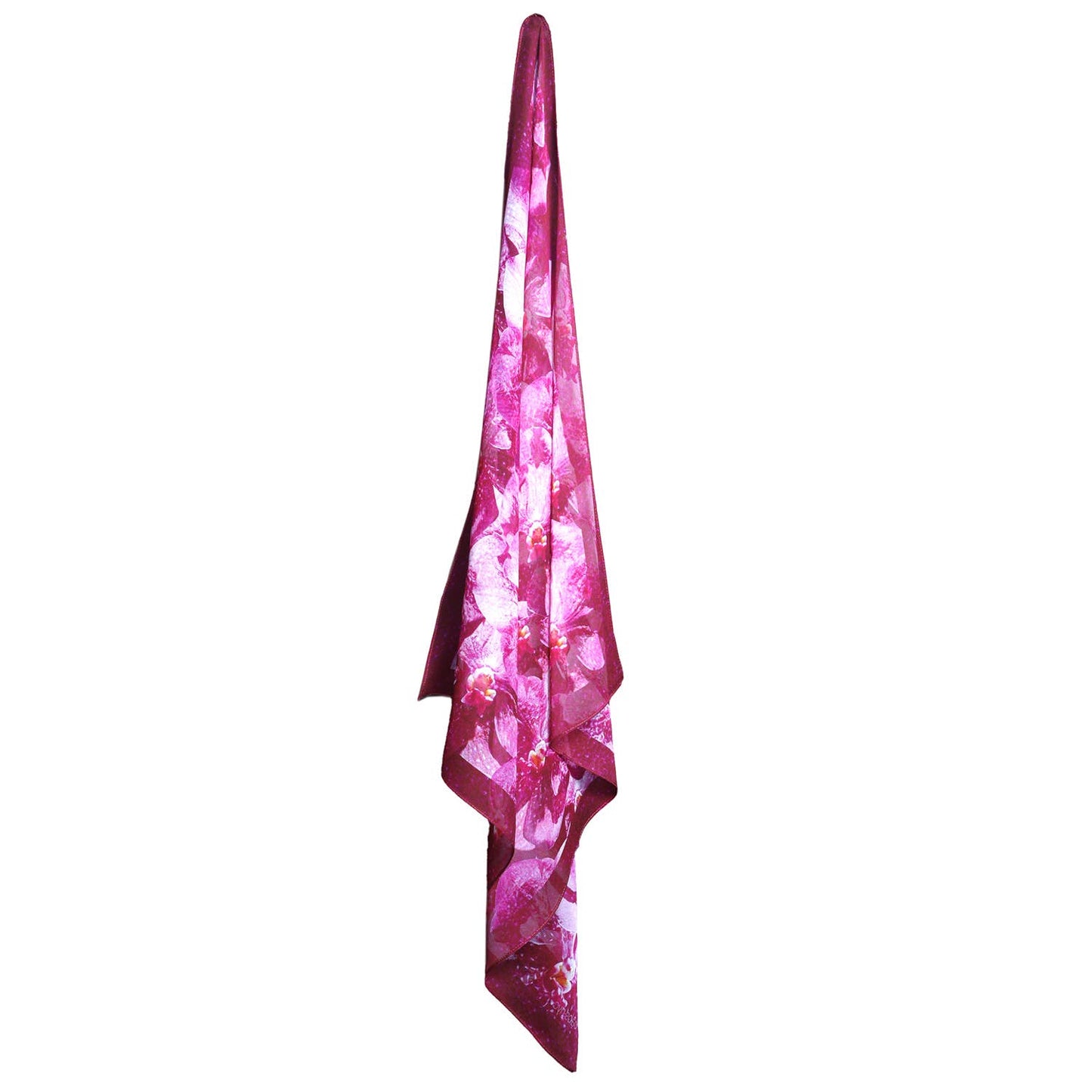 Silk 26 Inch Square Scarf - Orchids - Pink to Deep Magenta