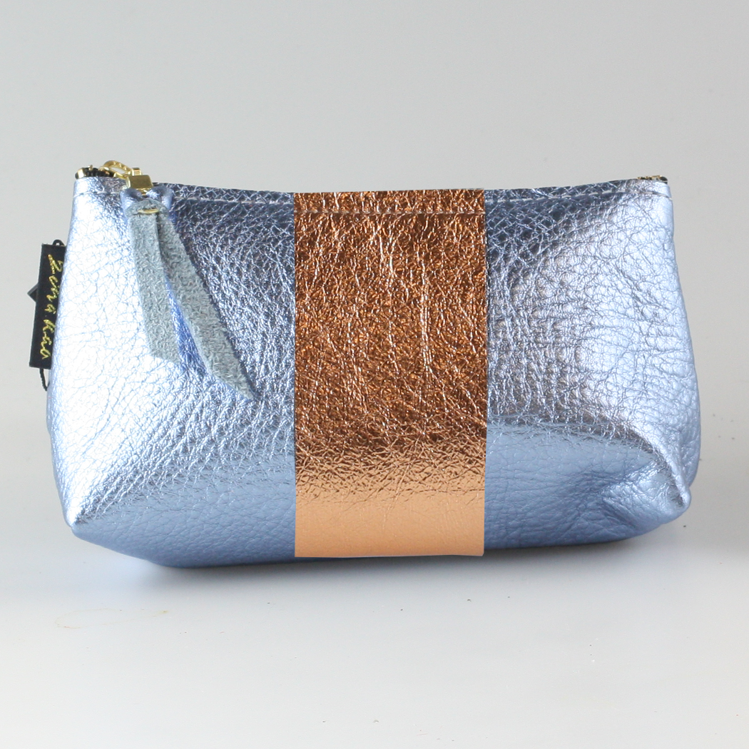 The Metallic Stripe Smaller Makeup Clutch: Bardot: Gold with 1stripe: Bronze