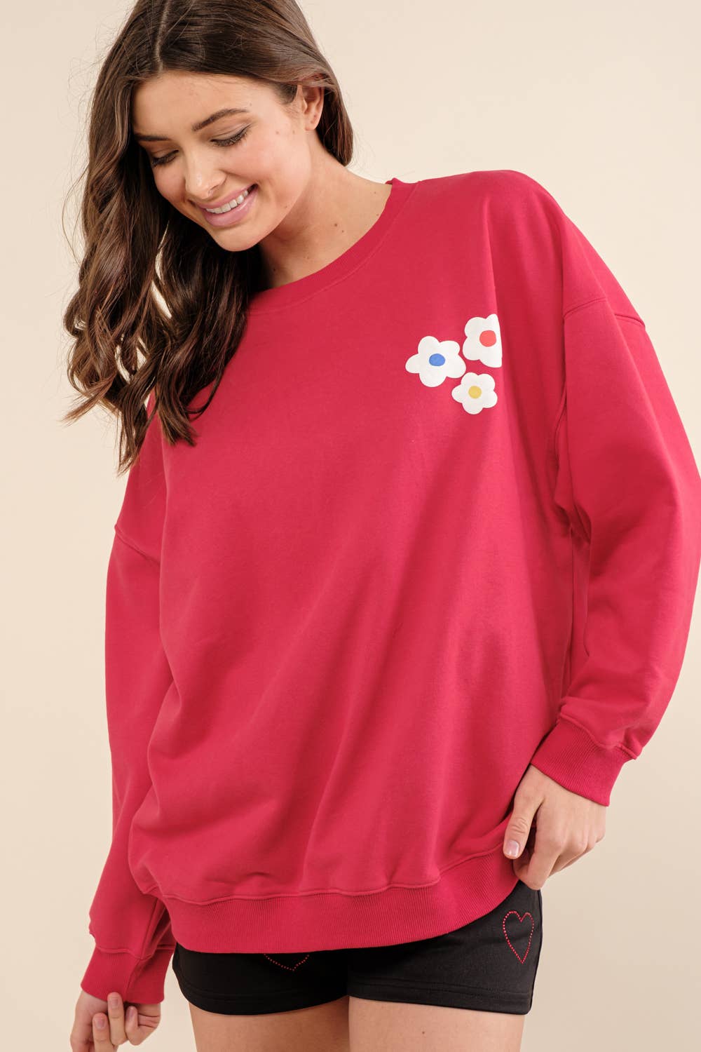 32372T - French Terry Graphic Pullover Sweatshirt: Red / SMALL