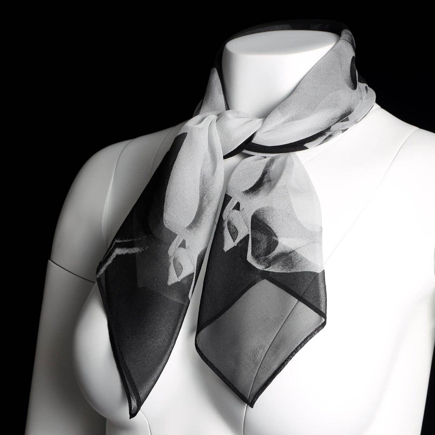 Silk 26 Inch Square Scarf - Gaudi - Black and White