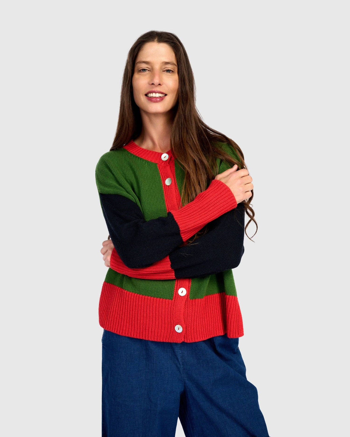 Marmalade Cardigan, Green/Red: Green / ONE SIZE