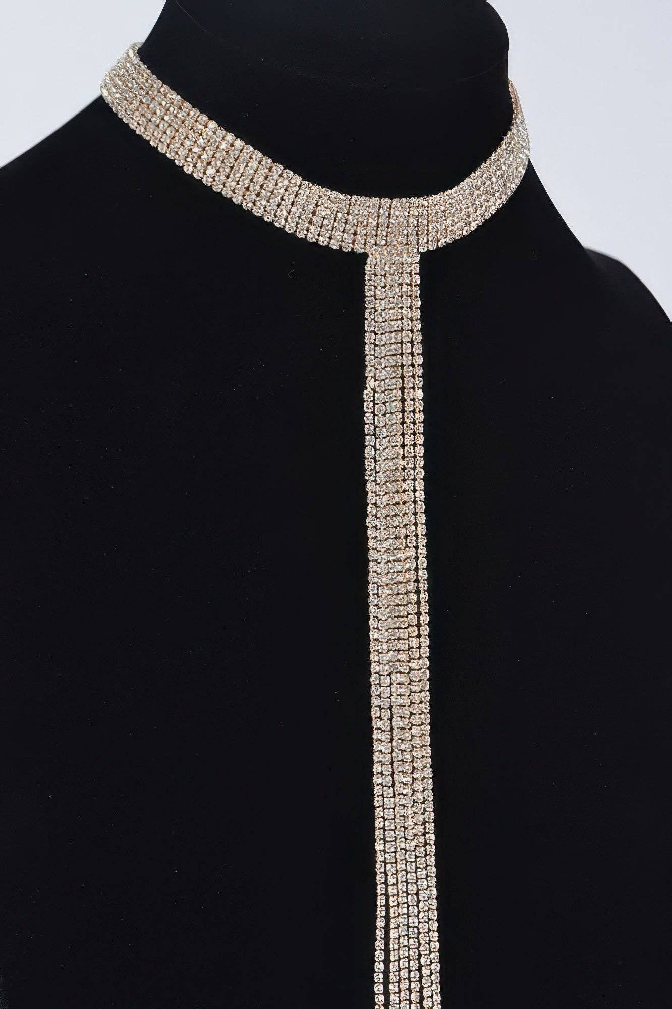 Bar Line Rhinestone Choker Necklace | BYMANYC ® New York Elegance: Silver