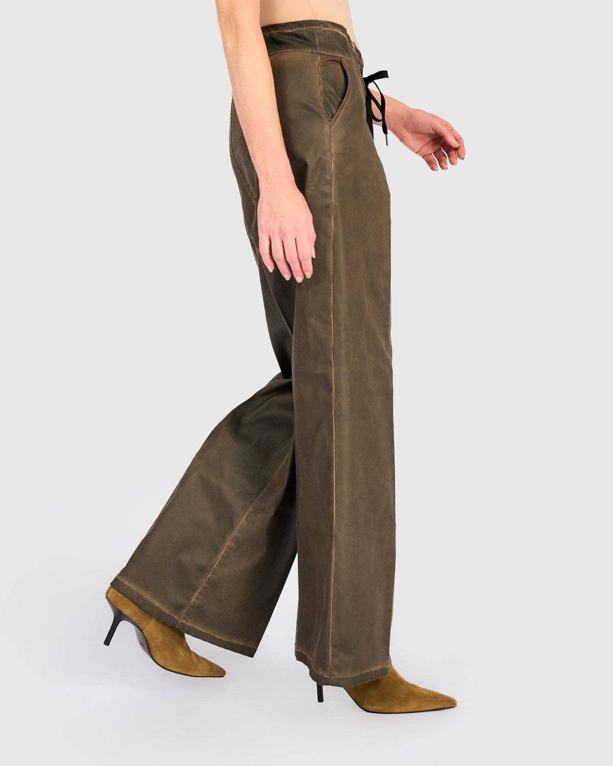 Pinstripe Wide Leg Stretch Jeans, Hickory: Brown / 3 (US 10-12)
