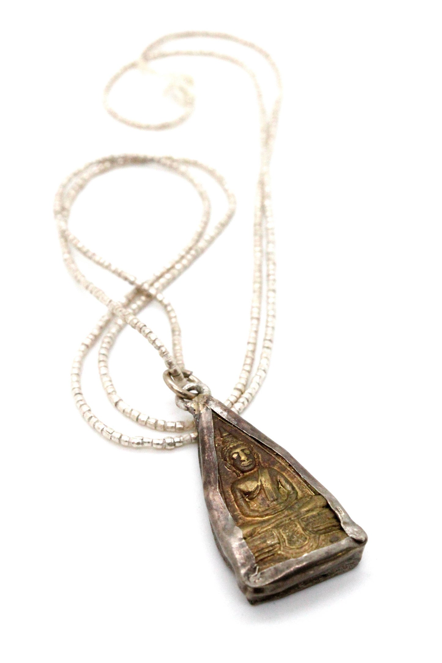 Buddha Necklace 11 - Reversible African Beads - One of a Kind -