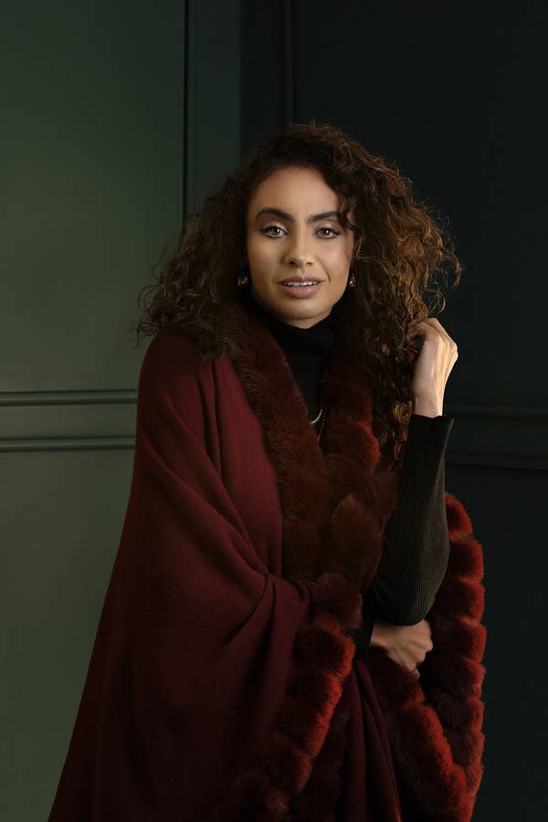 Faux Fur Cape Kimono: Ivory