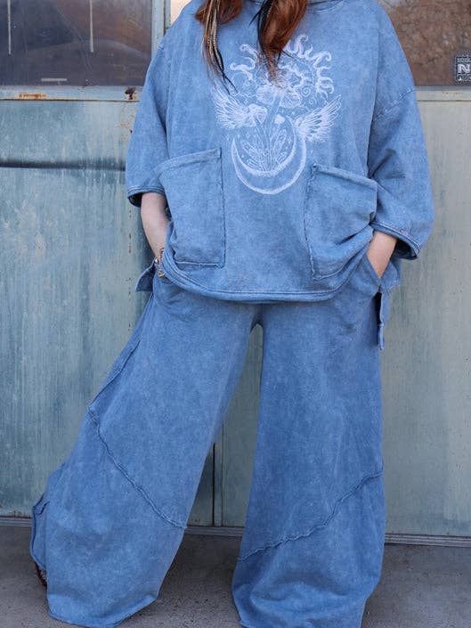 Kantha Bae Dream Wide Leg Pants - Denim - Free Size Boho Fit: Default Title