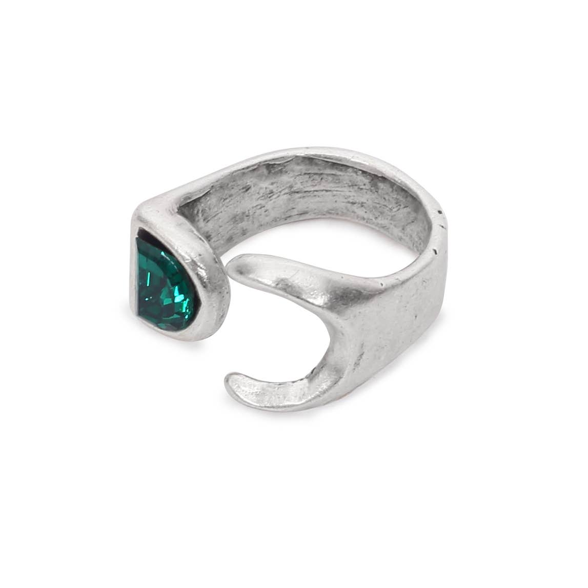 Handmade GreenMoon Crystal Brass Ring - 6914