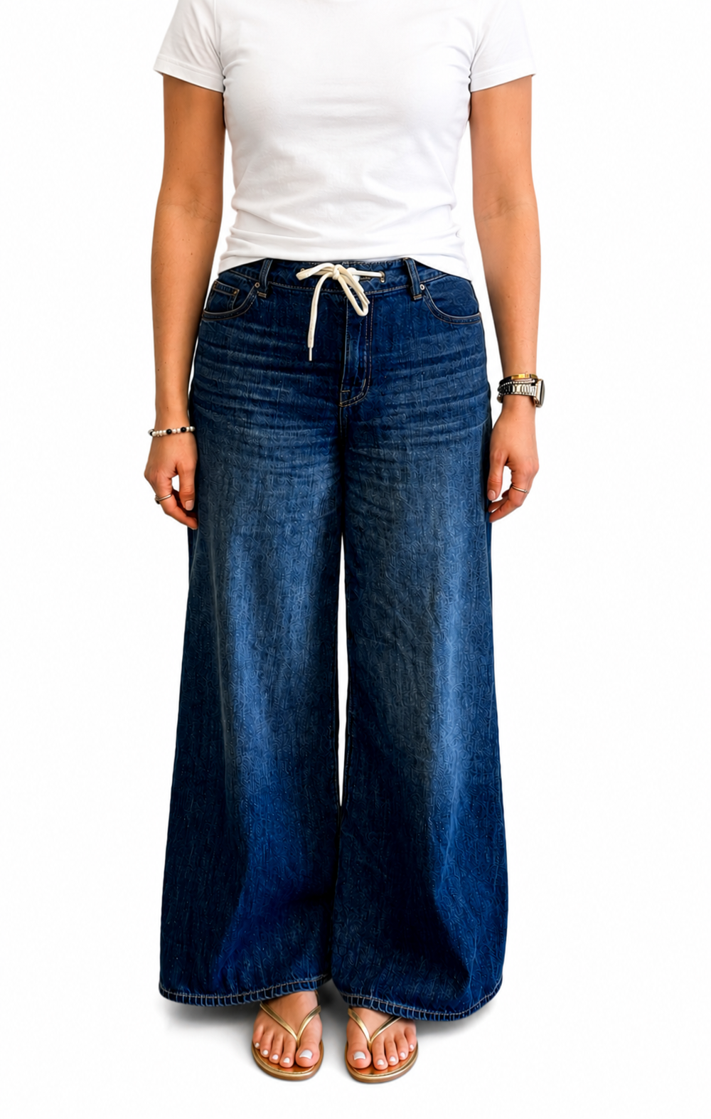 32" Baggy Wide Leg Jean w Drawstring in Adelaide: 2/26