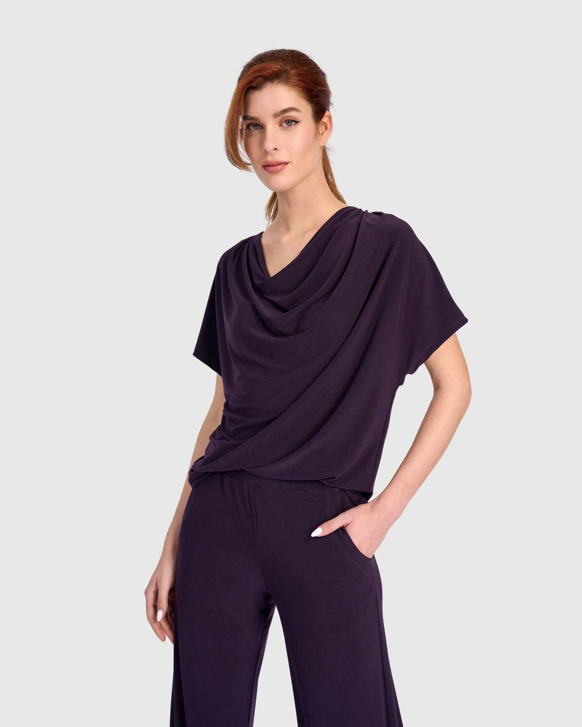 Fluid Slinky Cowl Top, Plum: Purple / XS (US 6-8)