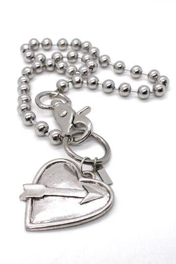 Silver Heart and Arrow Necklace Single Silver Chain Claw Clasp